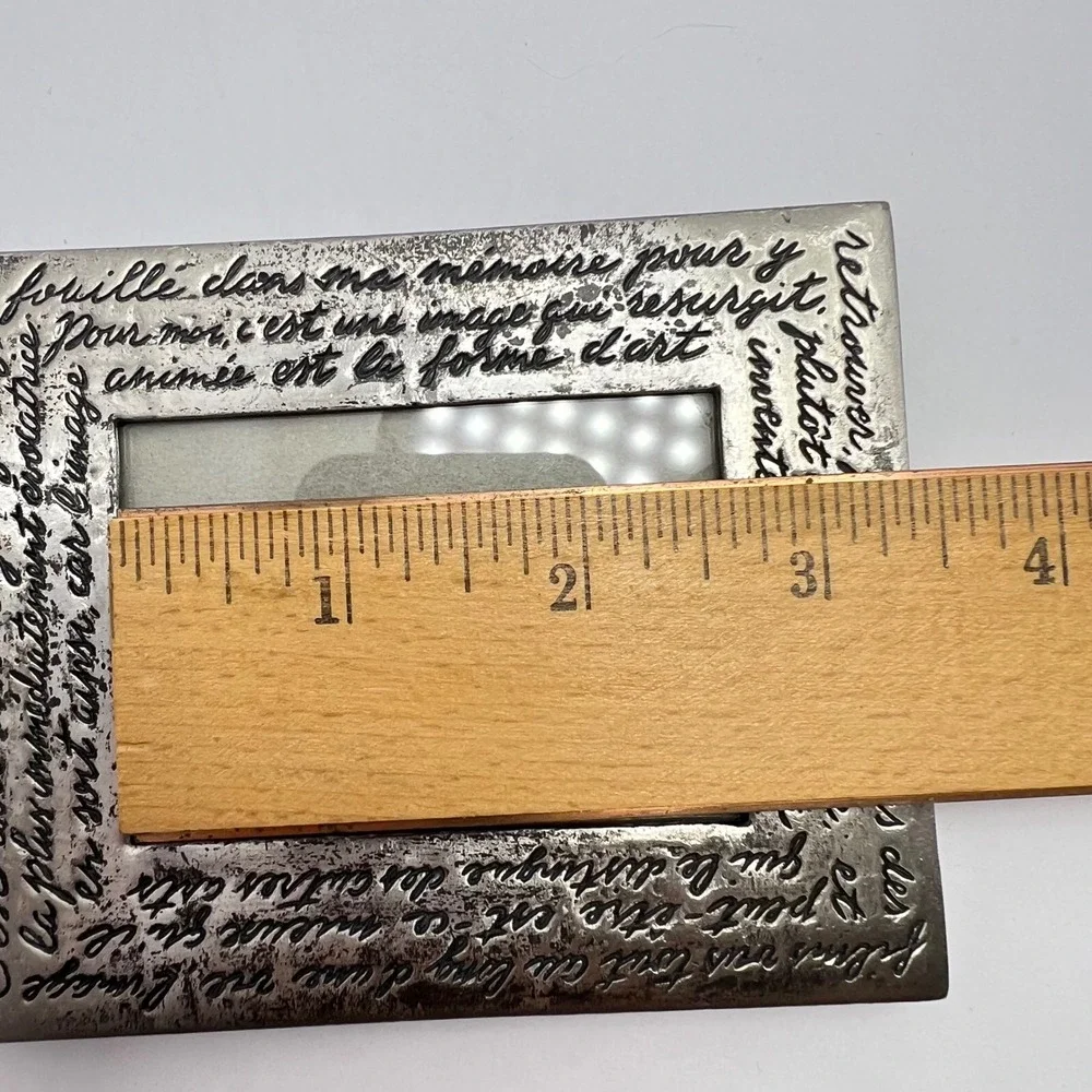 Vintage French Script Photo Frame 3x2 Pewter Tone Romantic Parisian Shabby Chic